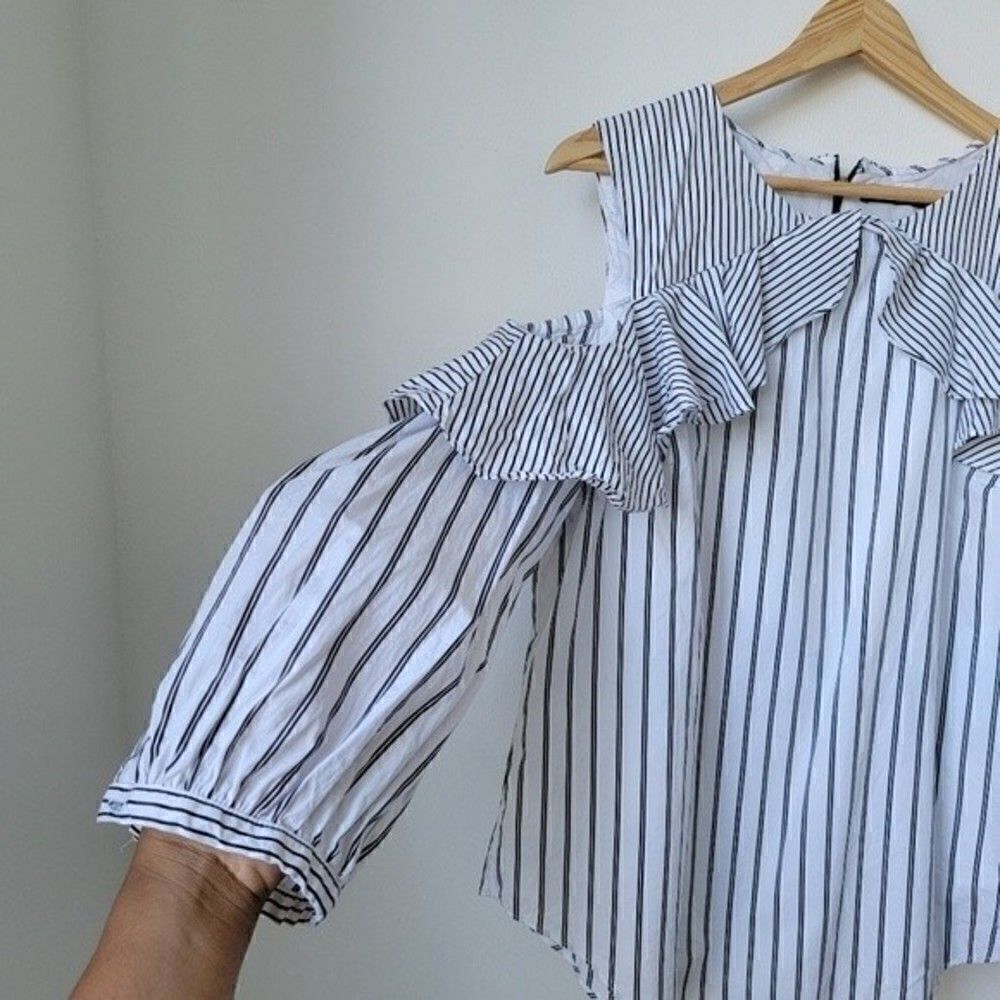 LAUREN RALPH LAUREN Cold-Shoulder Ruffled Cotton Shirt - Picture 14 of 15